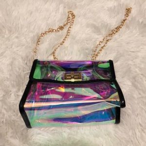 Iridescence halo graphic purse